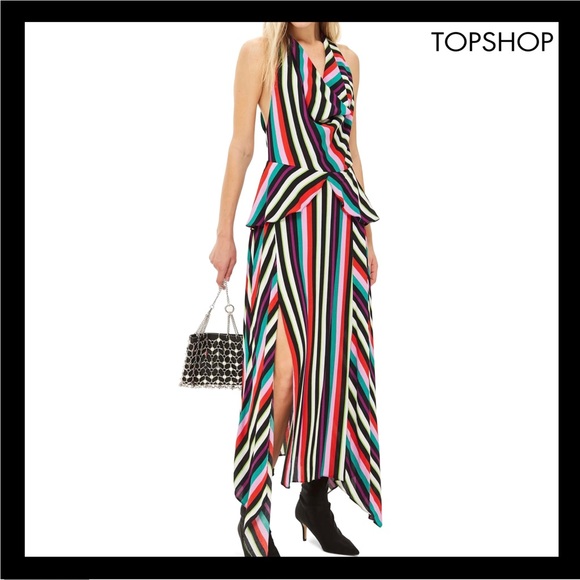 Topshop Dresses & Skirts - NEW TOPSHOP STRIPED HALTER MAXI DRESS